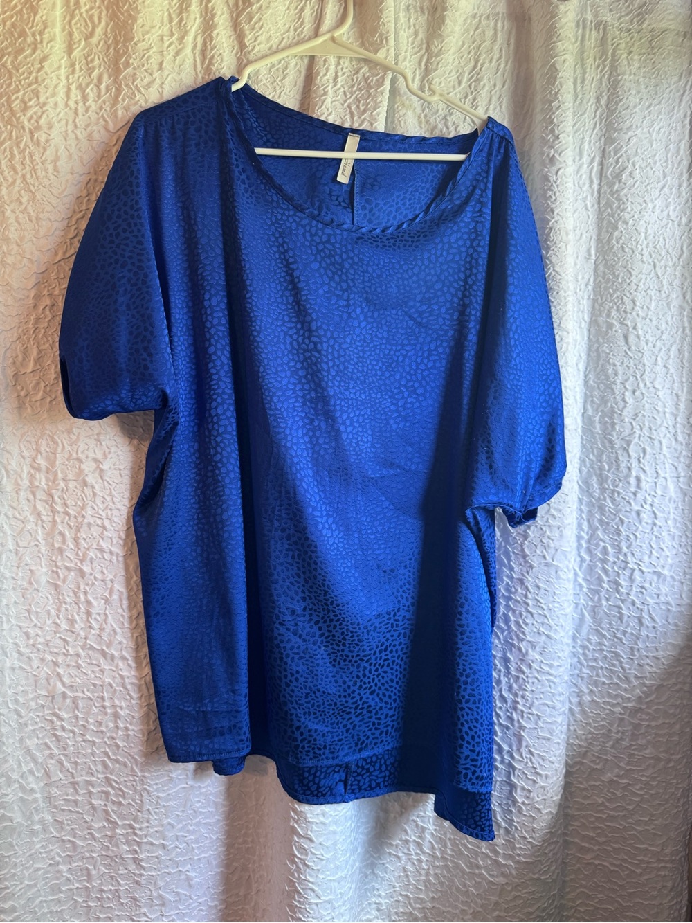 Blue Women's Short Sleeve Satin Blouse